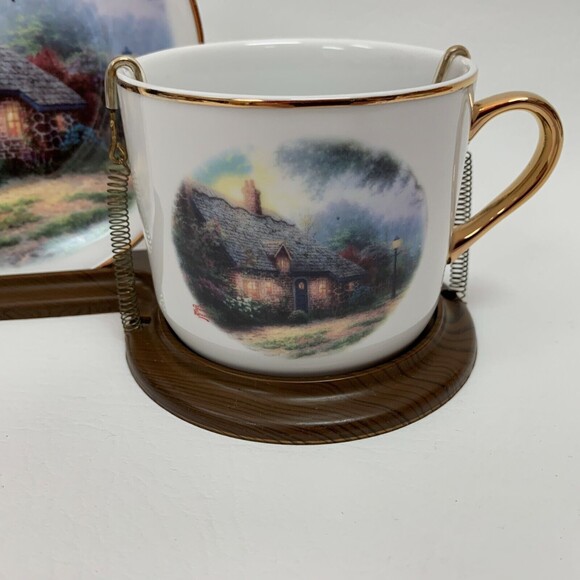 Thomas Kinkade Moonlight Cottage Teleflora Cup Saucer - Picture 3 of 9